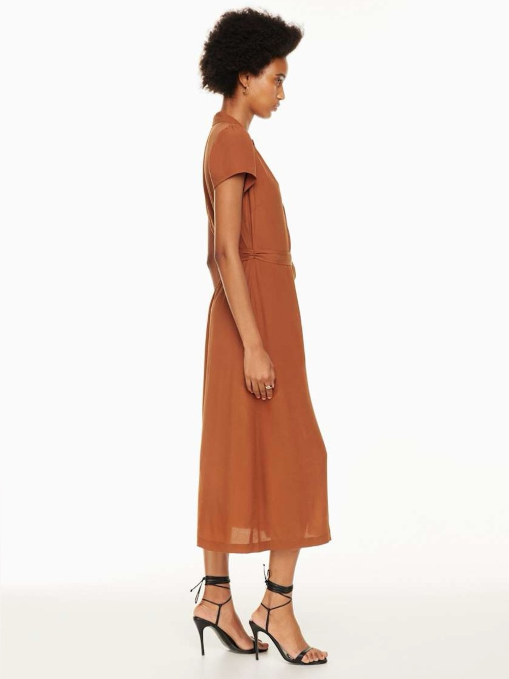 Aritzia Wilfred Anise Brown Midi Shirt Dress - Picture 2 of 7